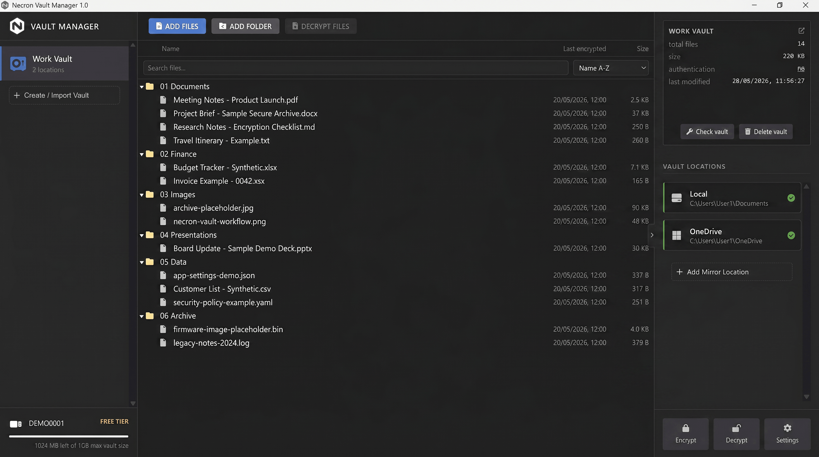 Application in dark mode