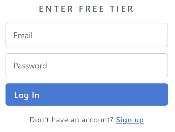 Free Tier login form