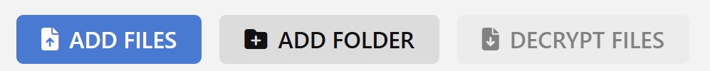 Toolbar with ADD FILES, ADD FOLDER, and DECRYPT FILES buttons