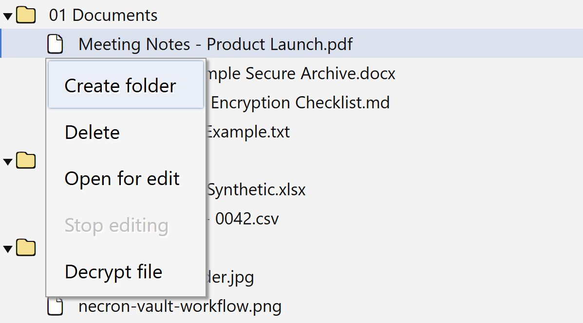 Right-click context menu