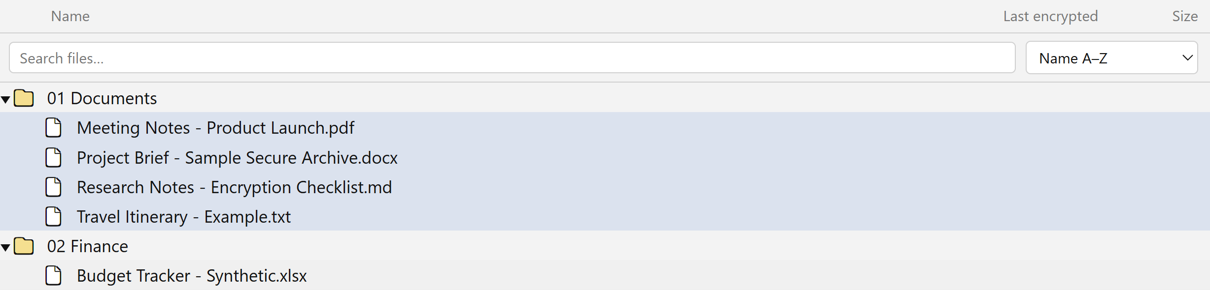 Multiple files selected in the vault browser