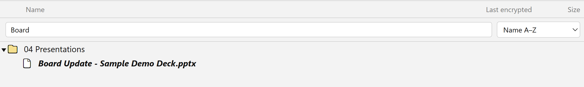 Search bar and sort controls